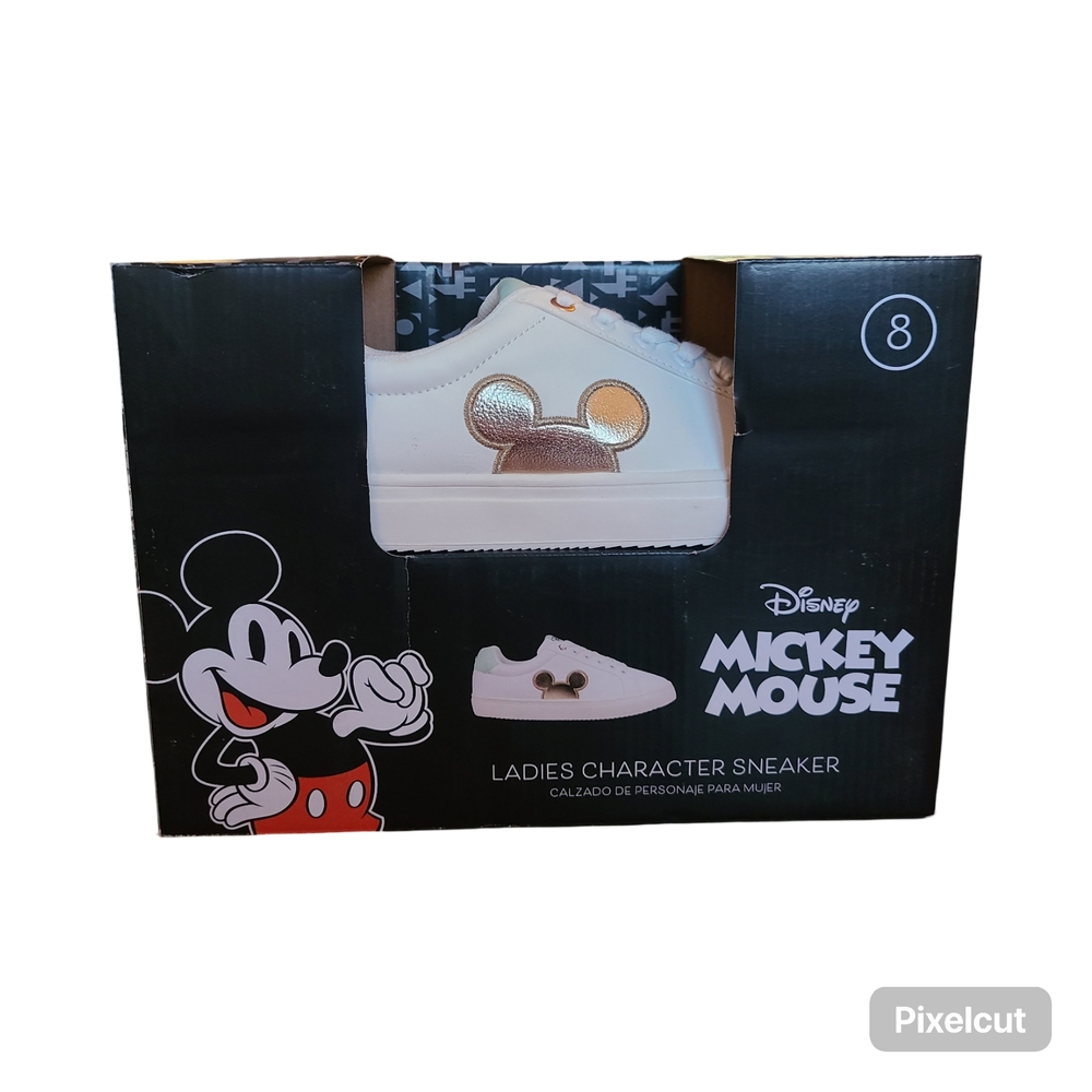 NWT Disney Gold and White Mickey Mouse Sneakers Size 8